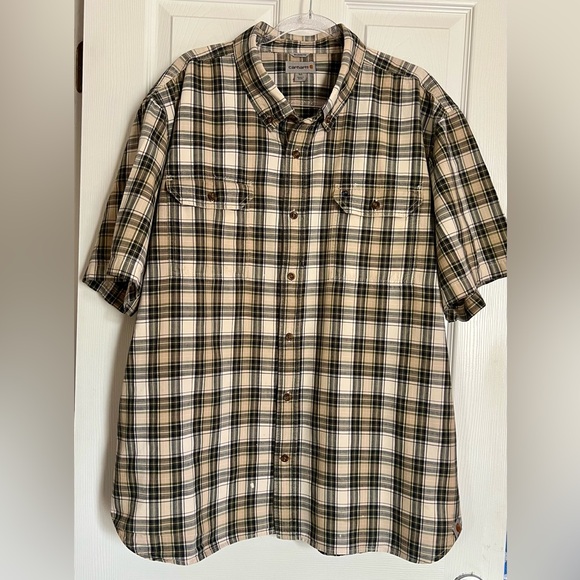 Carhartt Relaxed Fit Navy and Cream Casual Button Down Shirt 3XL - Picture 1 of 11